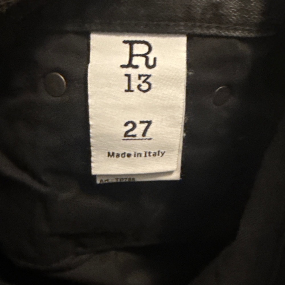 R13 Wilson Black Crop Wide Leg Jeans High Rise Pleated Denim Size 27 NEW - Picture 4 of 7